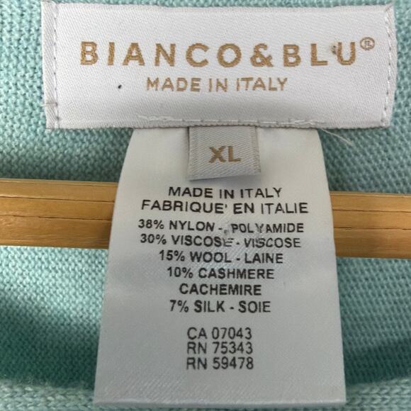 Bianco & Blue Wool Cashmere Sweater Tunic Mint SZ XL Quiet Luxury Designer - Picture 7 of 8